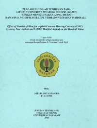 KARAKTERISTIK CAMPURAN ASPHALT CONCRETE WEARING COURSE MENGGUNAKAN ASPAL MODIFIKASI PLASTIK LLDPE (LOW LINEAR DENSITY POLYETHYLENE)  PADA BERBAGAI SUHU PENCAMPURAN