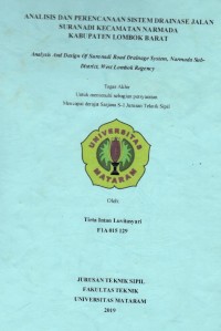 Image of ANALISIS DAN PERENCANAAN SISTEM DRAINASE  JALAN SURANADI KECAMATAN NARMADA  KABUPATEN LOMBOK BARAT