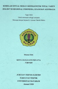 KORELASI SINYAL MEDAN GEOMAGNETIK TOTAL TAHUN 2016-2017 DI REGIONAL INDONESIA, GUAM DAN AUSTRALIA