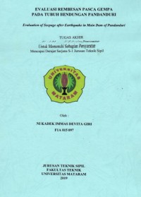 Image of EVALUASI REMBESAN PASCA GEMPA  PADA TUBUH BENDUNGAN PANDANDURI