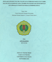 Pengaruh penambahan strip anyaman bambu terhadap kekuatan tarik pada pembuatan plat komposit serat fiber dengan metode vacuum assisted resin infussion (VARI)