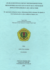 Image of APLIKASI RESPONSE SURFACE METHOD (RSM) UNTUK MENGOPTIMALKAN KUALITAS BATU BATA NON BAKAR DENGAN PENAMBAHAN ABU AMPAS TEBU